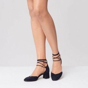 LK Bennett Lali Block Heel Round Toe Pump Lace Up